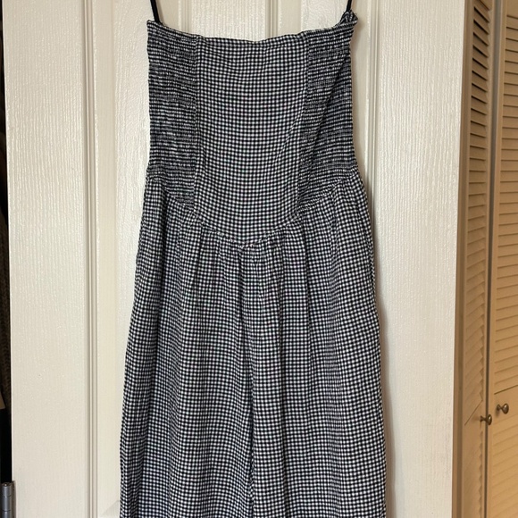 Aerie - Black/White - Strapless Smocked Jumpsuit - XS - Picture 8 of 14